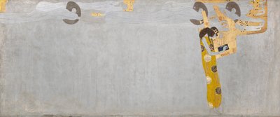 Beethoven Frizi: Mutluluğa duyulan özlem şiirde tatmin buluyor - Levha 7, sağ uzun duvar by Gustav Klimt