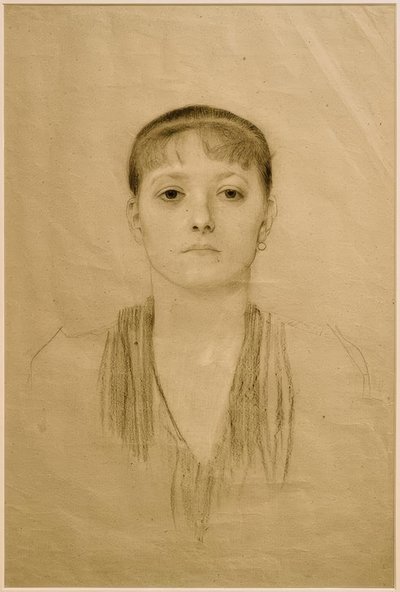 Önden bir kızın yarım boy portresi by Gustav Klimt