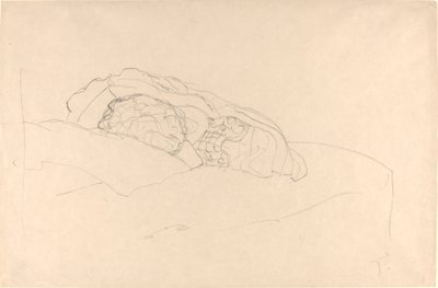 yatakta kıvrılmış kız by Gustav Klimt