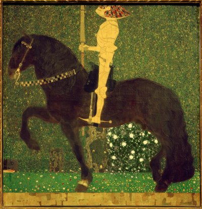 Hayat bir kavgadır (şövalye; altın şövalye) by Gustav Klimt