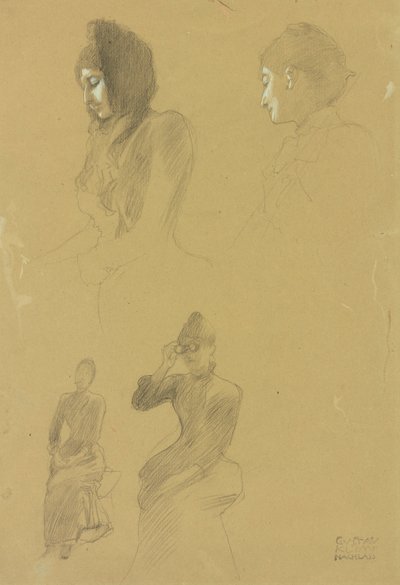 Kadınların Dört Portre Çalışması by Gustav Klimt