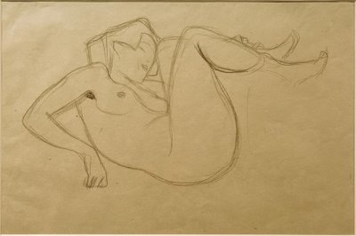 Çıplak kız çömelmiş kalçaları ile (çalışma) by Gustav Klimt