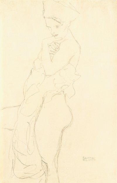 Çıplak Ayakta solda, vücuda havlu tutarak, 1917 by Gustav Klimt