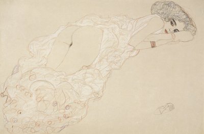 Çıplak Uzanmış, Karnına Yatmış ve Yüzü Sağa Bakmış, 1910 by Gustav Klimt