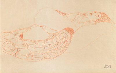Yatan Yarı Çıplak Mastürbasyon, 1912-1913 by Gustav Klimt