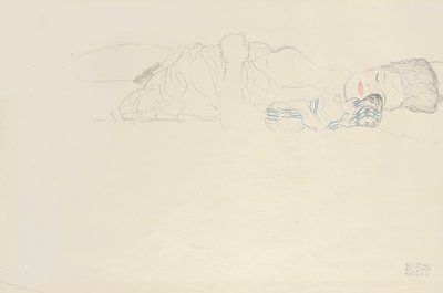 Sağa yarı çıplak uzanmış, c.1914-15 by Gustav Klimt
