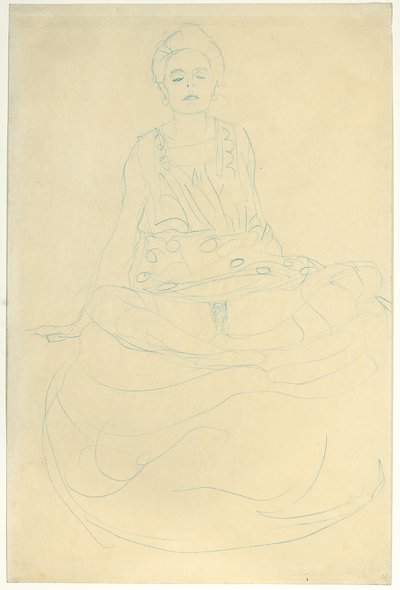 Oturan Önden Yarım Boy Çıplak; Sitzender Halbakt von vorne, 1907 by Gustav Klimt