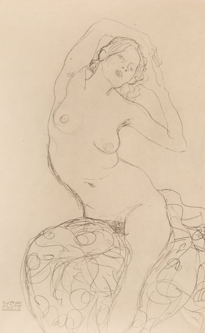 Oturan Çıplak, 1914-1916. by Gustav Klimt