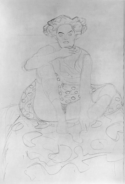Oturan Kadın, 1916 (Japon kağıdına kurşun kalem) by Gustav Klimt