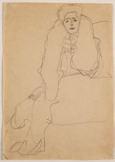 Solda Oturan Üst Vücut Öne Eğik; Sola oturmuş, gövde önde, sola yaslanmış, 1904-1905 by Gustav Klimt
