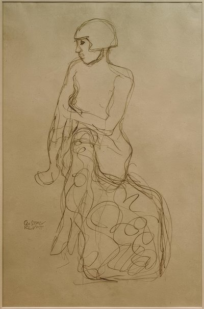 Yarım hareket sola oturmak by Gustav Klimt