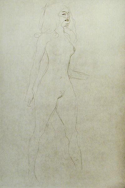 Çıplak Ayakta (verso) by Gustav Klimt