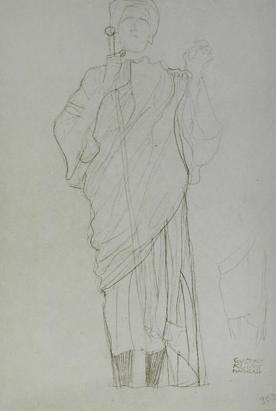 Kılıç tutan duran kadın by Gustav Klimt