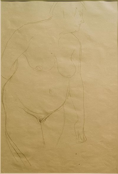 Ayakta, şişman kadın çıplak hafifçe sağa (çalışma) by Gustav Klimt