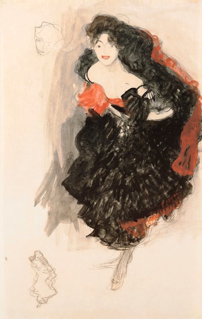 Judith II için çalışma, c.1908 (kağıt üzerinde guaj, karakalem ve beyaz renk) by Gustav Klimt