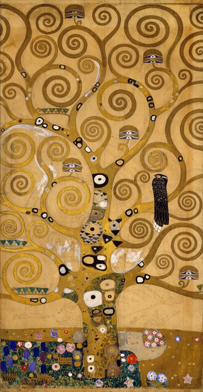 Sol taraftaki Hayat Ağacı (Stoclet Friz) detayı, c.1905-09 (tempera ve sulu boya) by Gustav Klimt