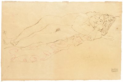 İki uzanmış nü, c.1913 by Gustav Klimt
