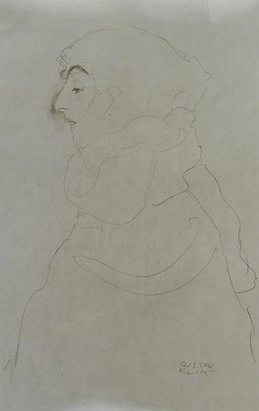 Profildeki Kadın, c.1904-06 (kağıt üzerine kalem) (s/b fotoğraf) by Gustav Klimt