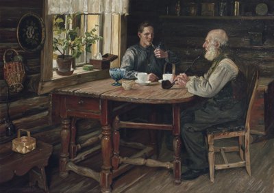 Kahve molası (mola) 1900 (tuval üzerine yağlı boya) by Gustav Wentzel