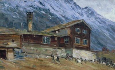 Kar manzarasında dağ çiftliği by Gustav Wentzel