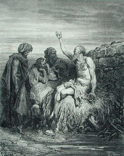 Job ve Arkadaşları, J. Regnier tarafından oyulmuş, c.1868 (gravür) by Gustave (after) Dore