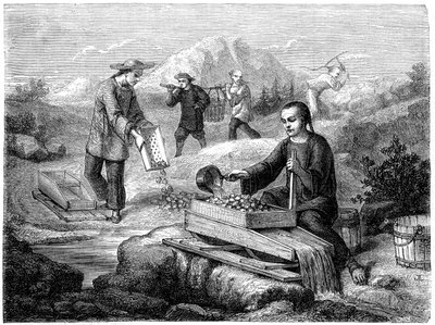 Çinli madenciler, Kaliforniya, 19. yüzyıl. by Gustave Adolphe Chassevent Bacques
