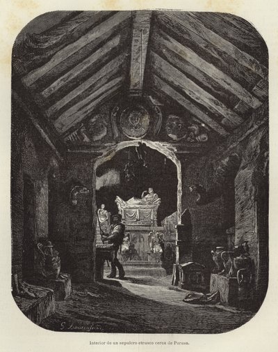 Perugia yakınlarındaki bir Etrüsk mezarının içi by Gustave Bauernfeind