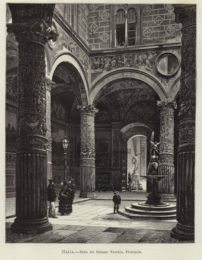 İtalya - Palazzo Vecchio Avlusu, Floransa by Gustave Bauernfeind