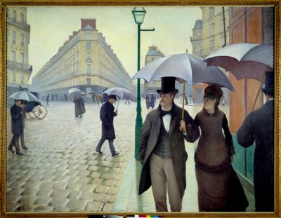 1877'de yağmurlu havada Paris'te bir sokak by Gustave Caillebotte