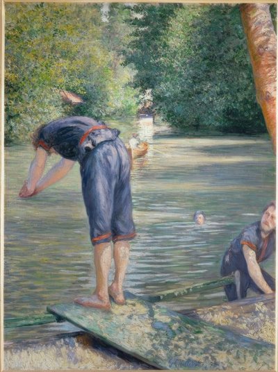 banyo yapanlar by Gustave Caillebotte