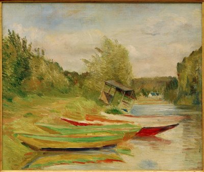 Seine boyunca tekneler ve kulübeler by Gustave Caillebotte