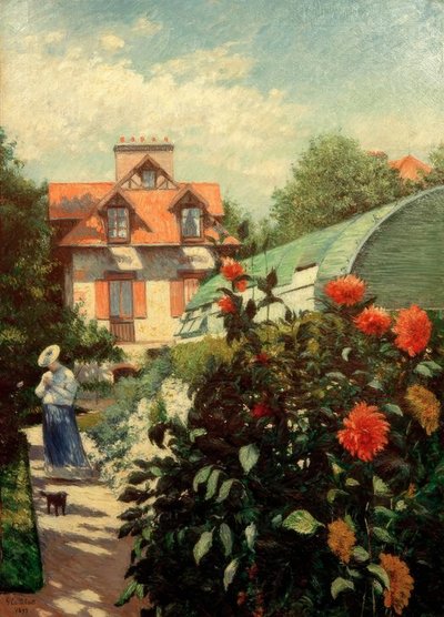 Bahçe, Petit Gennevilliers (Les dahlias, jardin du Peti by Gustave Caillebotte