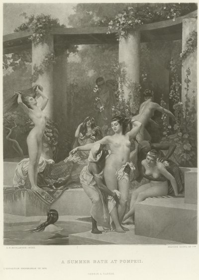 A summer bath at Pompeii (gravure) by Gustave Clarence Rodolphe Boulanger