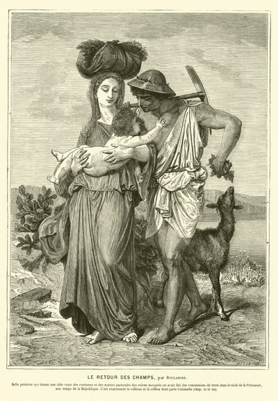 Tarlalarda geçen bir günün ardından eve dönen antik Roma köylüleri (gravür) by Gustave Clarence Rodolphe Boulanger