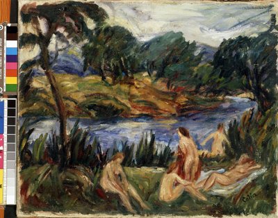 "Nehirdeki Kadınlar" (Nehirdeki Kadınlar) Tablo Gustave Colin (1829-1910) Tuval üzerine yağlı boya. DIŞAVURUMCULUK. Mikalojus Konstantinas Ciurlionis Güzel Sanatlar Müzesi, Kaunas, Litvanya by Gustave Colin