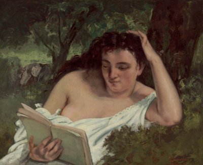Genç Bir Kadın Okuma by Gustave Courbet
