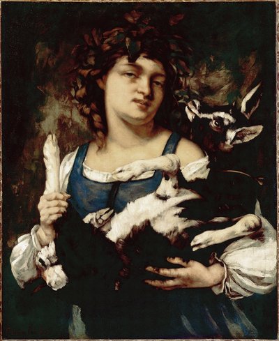 Gustave Courbet tarafından bir çocuklu bir taşra kızı Tablo by Gustave Courbet
