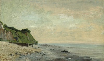 Deniz Kıyısında Kayalıklar: Küçük Plaj, Gün Doğumu by Gustave Courbet