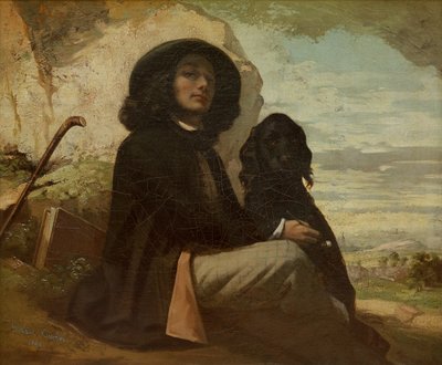 Courbet, Kara Köpeğiyle by Gustave Courbet