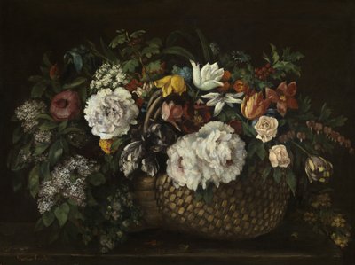 sepetteki çiçekler by Gustave Courbet