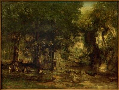 Plaisir-Fontaine akışında geyik teslimatı by Gustave Courbet