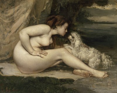 Köpekli Çıplak Kadın, 1861-1862 by Gustave Courbet