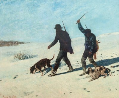 karda kaçak avcılar by Gustave Courbet