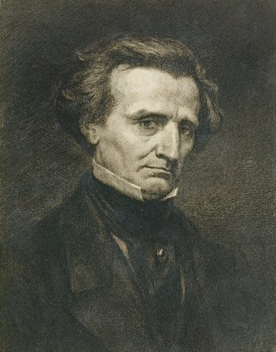 A. Gilbert tarafından kazınmış Hector Berlioz (1803-69) portresi, pub. 