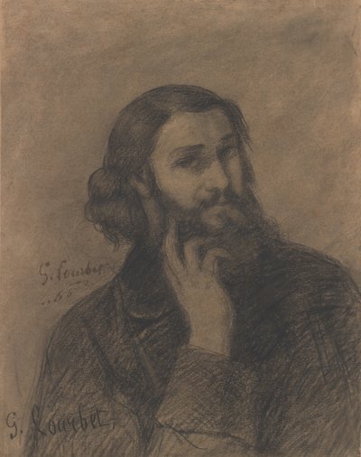 Otoportre, c.1866 (kalem hikaye) by Gustave Courbet