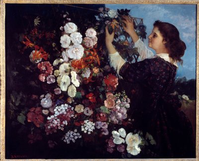 Çiçekli ya da kafesli kadın. Gustave Courbet