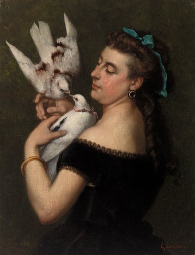 Güvercinli kadın by Gustave Courbet