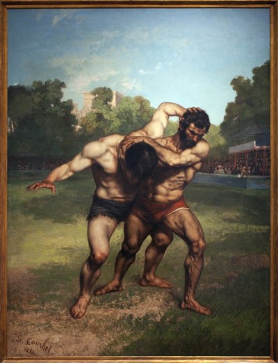 Güreşçiler Gustave Courbet (1819-1877), Tuval Üzeri Yağlıboya Tablo by Gustave Courbet