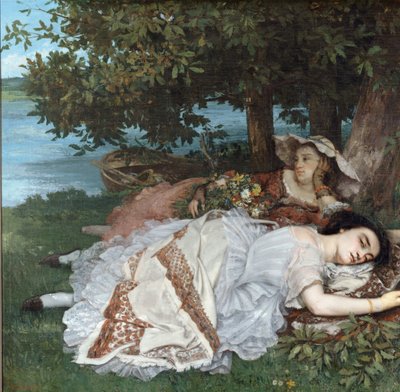 Seine Kıyısındaki Genç Hanımlar by Gustave Courbet