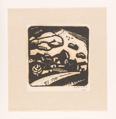 Evler, yol ve dağ ile manzara by Gustave De Smet (signed by artist)
